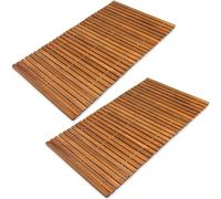 2x Tapis de bain 80x50cm en bois d'acacia