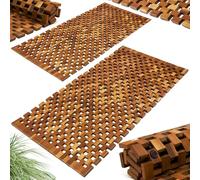 2X Tapis de Salle de Bain Tapis de Sol antidérapant en Bois d'acacia 80x50 cm