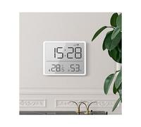 2X Thermomètre Hygromètre Numérique avec Horloge Moniteur D'Humidité Minuterie Alarme pour Bureau à Domicile Chambre Bébé Blanc
