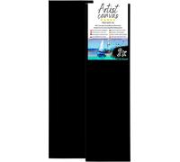 2x Toile sur châssis 100 % coton 330 g/m² apprêtée en noir 40X130 cm