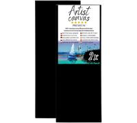 2x Toile sur châssis 100 % coton 330 g/m² apprêtée en noir 50X130 cm