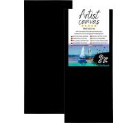 2x Toile sur châssis 100 % coton 330 g/m² apprêtée en noir 60X150 cm
