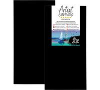2x Toile sur châssis 100 % coton 330 g/m² apprêtée en noir 70X140 cm