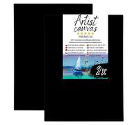 2x Toile sur châssis 100 % coton 330 g/m² apprêtée en noir 80X120 cm