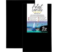 2x Toile sur châssis 100 % coton 330 g/m² apprêtée en noir 80X140 cm