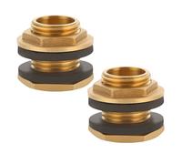 2x Traversée de paroi, Laiton, Filetage 1/2 pouce, Résistant corrosion, Pour cuve eau, Baril pluie ACCESSOIRES FABRICATION MAISON