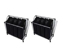 2x Trieuse à Linge avec Sacs Noir Gris Chariot à Linge Panier à Linge vidaXL
