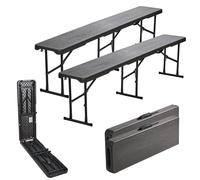 2x TrutzHolm® Banc Pliant Bar de 180 cm Gris Aspect Bois, Pliable