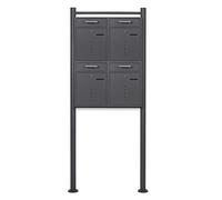 2x2 Boite aux Lettres V51 Anthracite avec Pied de Support Fenêtre de visualisation Porte-nom