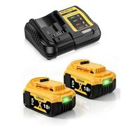 2X5,0Ah DCB182 Batteries Rechange pour Dewalt 18V avec Chargeur DCB115 4A | Batterie pour Dewalt Compatible avec DCB182 DCB184 DCB180 DCB181 DCB200 DCB201 DCB204 avec indicateur LED