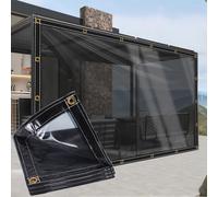 （2X5M）Noir Bâche semi-transparente de protection solaire en PVC, bâche imperméable & résistante aux intempéries avec œillets, résistante aux UV, idéale pour terrasse, balcon, jardin & extérieur