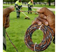 3,0 mm*15 m Ligne de coupe tressée noire, orange et grise, 1 rouleau, ligne de coupe en nylon pour tondeuses à gazon, débroussailleuses, entretien du jardin ABS
