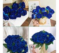3/10 pièces Roses rouges artificielles avec tiges, convient pour la décoration intérieure, la décoration d'automne, la décoration du centre de jardin, les fêtes, les cadeaux, les corsages de poignet d