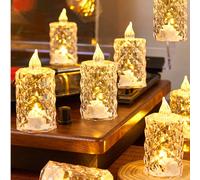 3/12/24 pièces Bougies électroniques décoratives en cristal de forme diamant, bougies sans flamme alimentées par piles, bougies décoratives LED (piles incluses), convient pour mariage, table à manger,