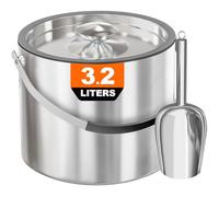 3.2L Isolierter Eiskübel mit Silikondeckel, Zange und Sieb