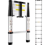 3,2M Escabeau télescopique Antidérapant Escabeau pliant 48x9,5x76,5cm Escabeau à un seul bouton de rétractation Escabeau multi-usage Alliage d'aluminium Capacité de charge 170kg Idéal pour les réparat