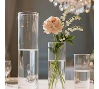 3/4/6/24 pièces Vase en verre, Vase cylindrique transparent pour tulipes, Porte-bougie flottant de style ouragan, Style bohème, Convient pour la décoration de table, Vase cylindrique en verre de haute