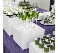 3/4/6 pièces Présentoir à desserts empilable en acrylique, boîte à desserts rectangulaire blanche, plusieurs tailles disponibles, convient pour les fêtes, les buffets, la décoration de mariage, les ba