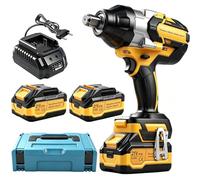 3/4 hocs Sans Fil 21V 1 000Nm, Makita21V Batterie Interface Avec Arbre Carré de 3/4 Pouce, Moteur Sans Balais À Couple Réel, 3 Vitesses Réglables en Marche Avant/Arrière, 2x Batteries 4000 Mah