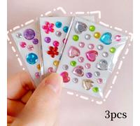 3/5/10 pièces Ensemble de boîtes de rangement + 50 pièces Autocollants mini non adhésifs de lapin/chat/bonbon, Autocollants décoratifs en diamant acrylique, Mini gemmes multicolores DIY, Récompense de