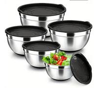 3/5/7 pièces/set, Bol de mélange avec couvercle 3/5/7 pièces/set, Bols emboîtables en acier inoxydable, Convient pour la cuisine, la cuisson, le service, couvercle hermétique, robuste et lavable au la