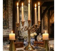 3/5-Bras Grand Candélabre Vintage en Métal Doré - Élégant Porte-Bougie de 10,32 Pouces de Hauteur pour la Décoration de Mariage et d'Événement, Support à Bougies Classique avec un Attrait Intemporel A