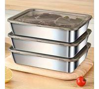 3/5 pièces Boîtes de rangement alimentaire en acier inoxydable, boîtes bento, boîtes de réfrigérateur avec couvercle, plateaux de cuisine pour congélateur, plats de cuisson avec couvercle, plateaux de