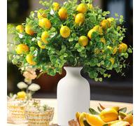 3/5 pièces Bouquet artificiel de citron et d'eucalyptus, branches de citron jaune et feuilles d'eucalyptus, décoration de maison, chambre, bureau, jardin, mariage, anniversaire, fête, cuisine, style r