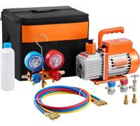 3,5CFM HVAC Pompe à vide mono-étagée et kit de manomètre - Kit de vide - Pompe à haut rendement - pour les outils de climatisation et de chauffage