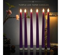 3/6/12/24 pièces Bougies sans flamme Halloween, bougies LED en plastique à piles avec effet de scintillement, bougies coniques pour la maison, le mariage, la fête, Halloween, Noël (violet) Polystyrène