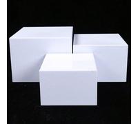 3/6 pièces Présentoir à desserts empilable en acrylique, boîte à desserts rectangulaire blanche, plusieurs tailles disponibles, convient pour fête, buffet, décoration de mariage, douche nuptiale, baby