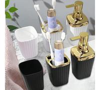 3/6 pièces Set d'accessoires de salle de bain de luxe, comprenant un porte-savon, un porte-brosse à dents et plus encore. Convient pour la décoration de la salle de bain à la maison, les accessoires d