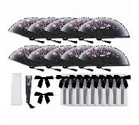 3-60 pièces Ensemble d'éventails pliants en bambou à motif de cerisier noir, éventail à main de mariage avec sac en organza, nœud en ruban de satin et gland, cadeau pour invités de mariage, cadeau de