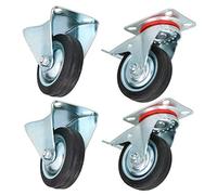 3" 75mm Fixe + roues pivotantes avec freins Trolley Mobilier 4 Pack