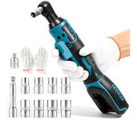3/8 liquet Sans Fil Compatible avec Batterie Makita 18V, 100 Nm | 1250 tr/min Cliquet avec Èclairage LED, Coffret 8 Douilles + 1/4" Adaptateurs + Rallonge de 7,6 cm, Sans Batterie