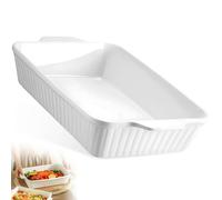 3.8L Grand Plat Four Céramique avec À Double Poignée, 38x23x7.3cm Plat a Gratin Rectangulaire Multifonctionnel Va Four et Lave-Vaisselle pour Tartes, Gratins, Gâteaux et Lasagnes
