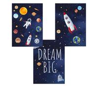 3 Affiche Chambre Enfant Espace Poter Chambre Gacon Fusées Astronaute Système Solaire Phrase Positive Tableau Decoration Murale Espace 30x40cm Toile Chambre Bebe Garçon Cadeau sans Cadre