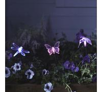 3 Balises Solaires Libellule, Papillon et Colibri à Couleur Changeante