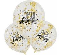 3 ballons latex bio confettis anniversaire or - cda 36420jago Jaune G