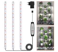 3 Barres LED pour Plantes, Lampe Croissance avec Minuterie 6/12/18H | Spectre Complet, 3 Modes d'Éclairage, 5 Niveaux Réglables, pour Succulentes, Étagères et Montage Sous Meuble