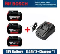 3 batteries de 18 V, 8,0 Ah pour outils Bosch - Pack de batteries lithium-ion avec chargeur - Ensemble de batteries de rechange 8000 mAh