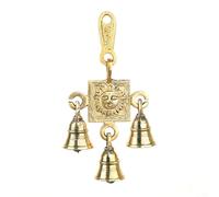 3 Bells Brass Decorative Sun Hanging Hindu Statue for Home Temple Use Statue Idol Figure with Unique for Door Wall Home Indian Traditional Festival New year Gifts Decor Housewarming (Size:-6"X3")