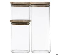 3 bocaux verre empilables ""Hermet"" couvercle bois - 5five