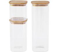Pebbly Bocal de rangement PKV-035 - set de 3 pc verre et bambou