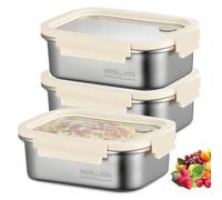 3 Boîtes de Conservation en Acier Inoxydable, Boîtes à Lunch en Acier Inoxydable avec Couvercles, Boîtes de Conservation Réutilisables, Boîtes Bento en Métal pour Fromage Fruits Bonbons Confitures