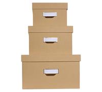 3 boîtes de rangement format A4+/A5++/A6++, en carton beige