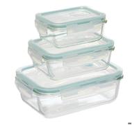 3 boîtes rectangulaires de conservation ""Clipeat"" verre - 5 five simply smart