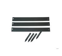 Nature Bordure de jardin en acier galvanisé – 3 pièces 91,4 x 10,2 cm – 4 ancres – Noir mat