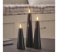 3 Bougies Coniques Noires TruGlow®