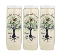 3 bougies de Neuvaine Arbre de Vie protecteur 17,5cm - Bougie Neuvaine - Culte Chrétien en Cire végétale
